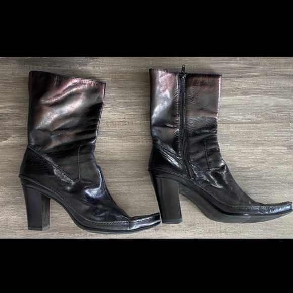 Sz 9.5 Amanda Smith short heeled black boots - Picture 3 of 8